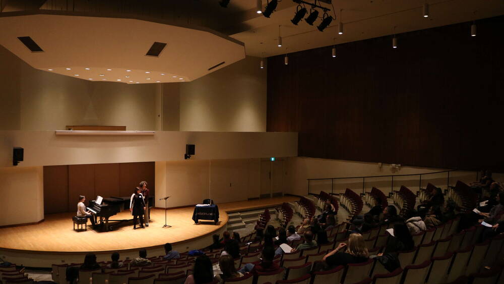 Thumbnail Image for Walter Hall during voice masterclass at Fall Campus Day.