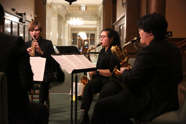 Members of a Saxophone Quartet perform